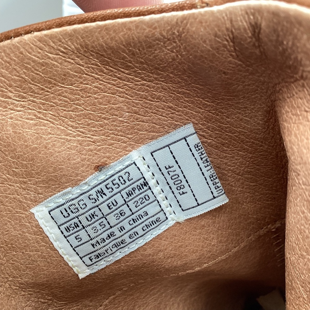 UGG Women's Tall Tan Leather Heeled Boots - Picture 9 of 16